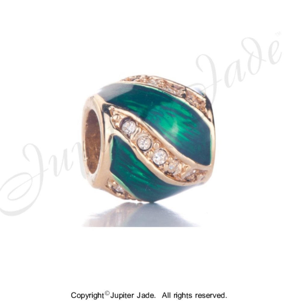 Pugster 18kt Gold Plated Emerald Green Crystal Bracelet Charm - Fits Pandora - Picture 1 of 1